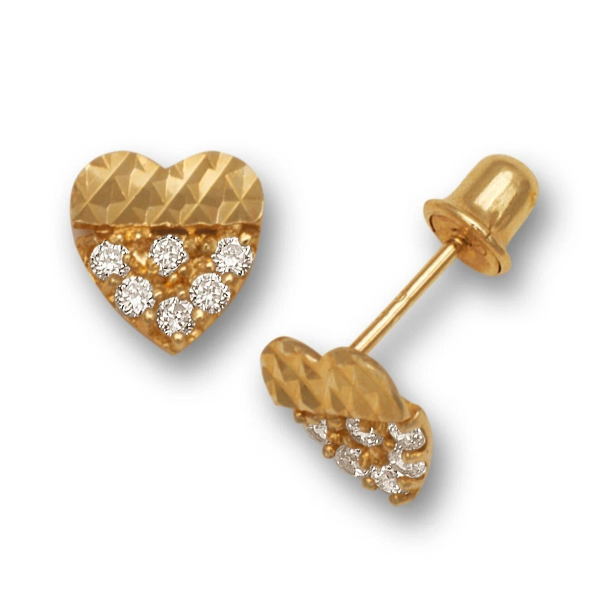 14K Yellow & White Gold Heart shape Fancy Earrings for Women