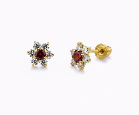 14k Yellow Gold Beautiful Flower Shaped Earrings for Women