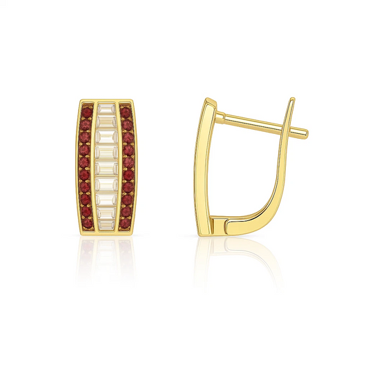 14k Yellow Gold CZ Beautiful Leverback Earrings for Women