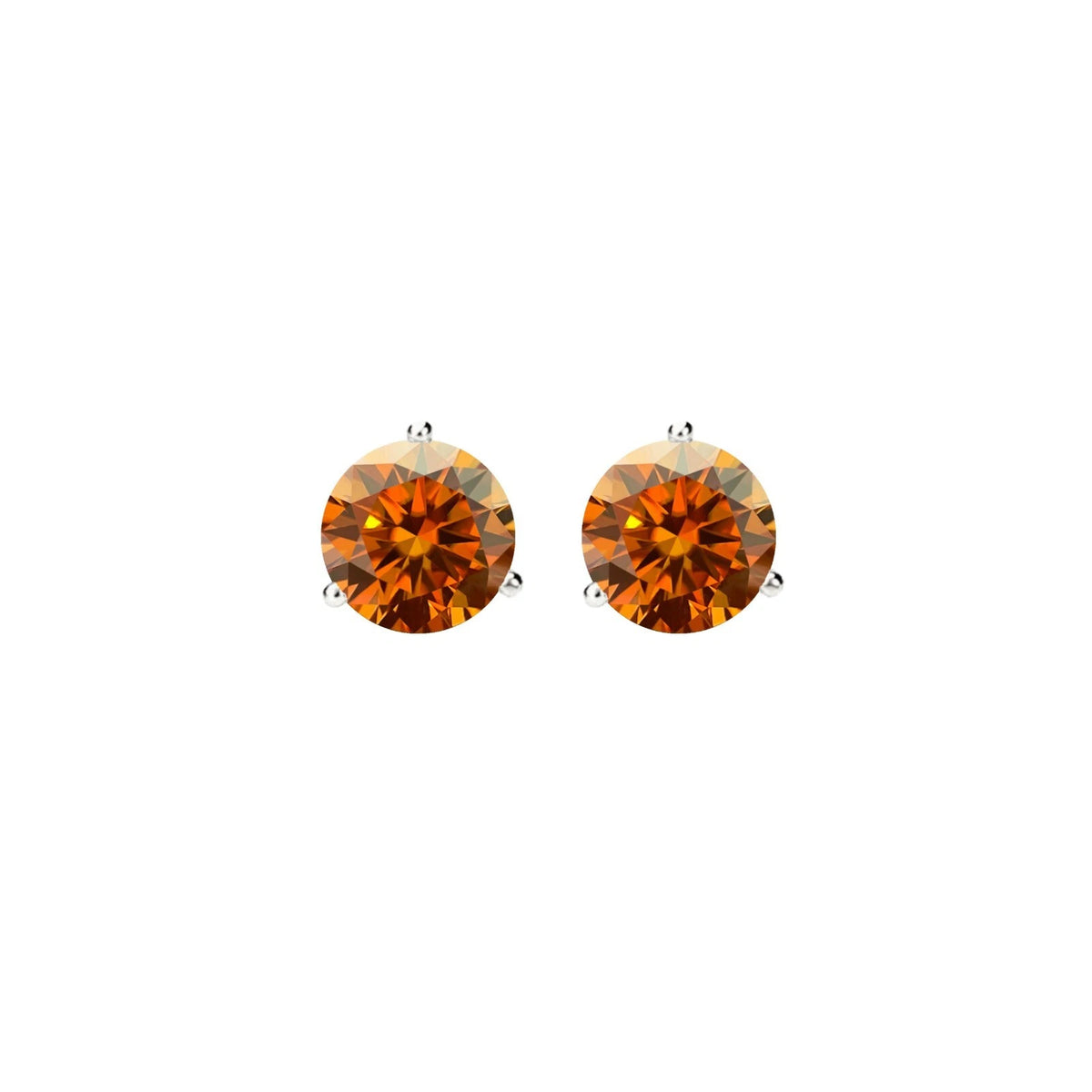 14KGold GRACertifiedD-VVS1 Orange Moissanite Martini PushBack Stud Earrings