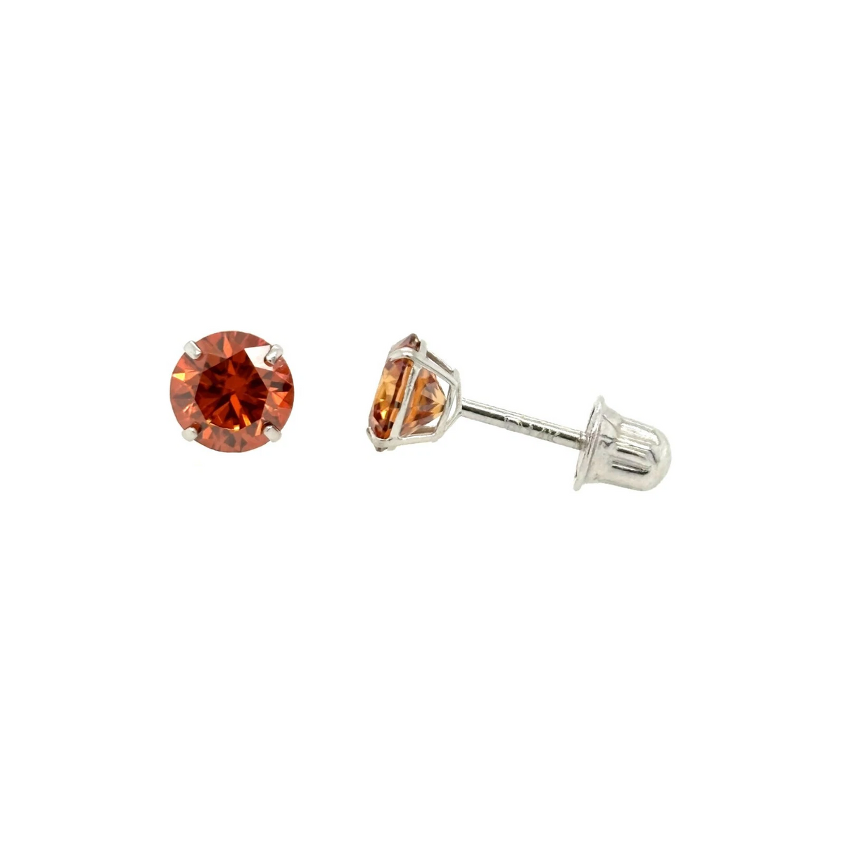 14K Gold GRA Certified D-VVS1 Round Orange Moissanite  Studs Earrings Screw Back