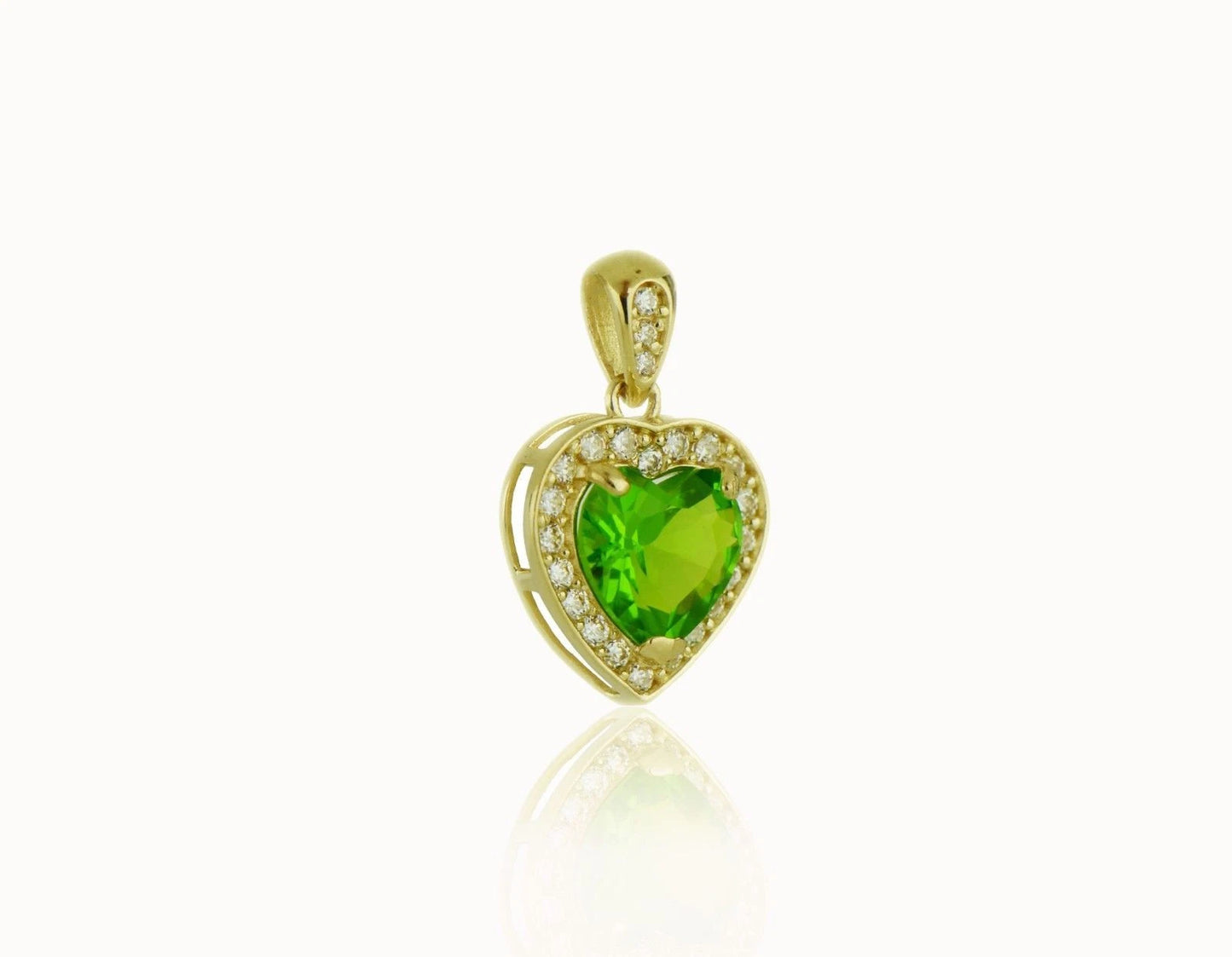 14k Yellow Gold CZ Halo Heart Pendant