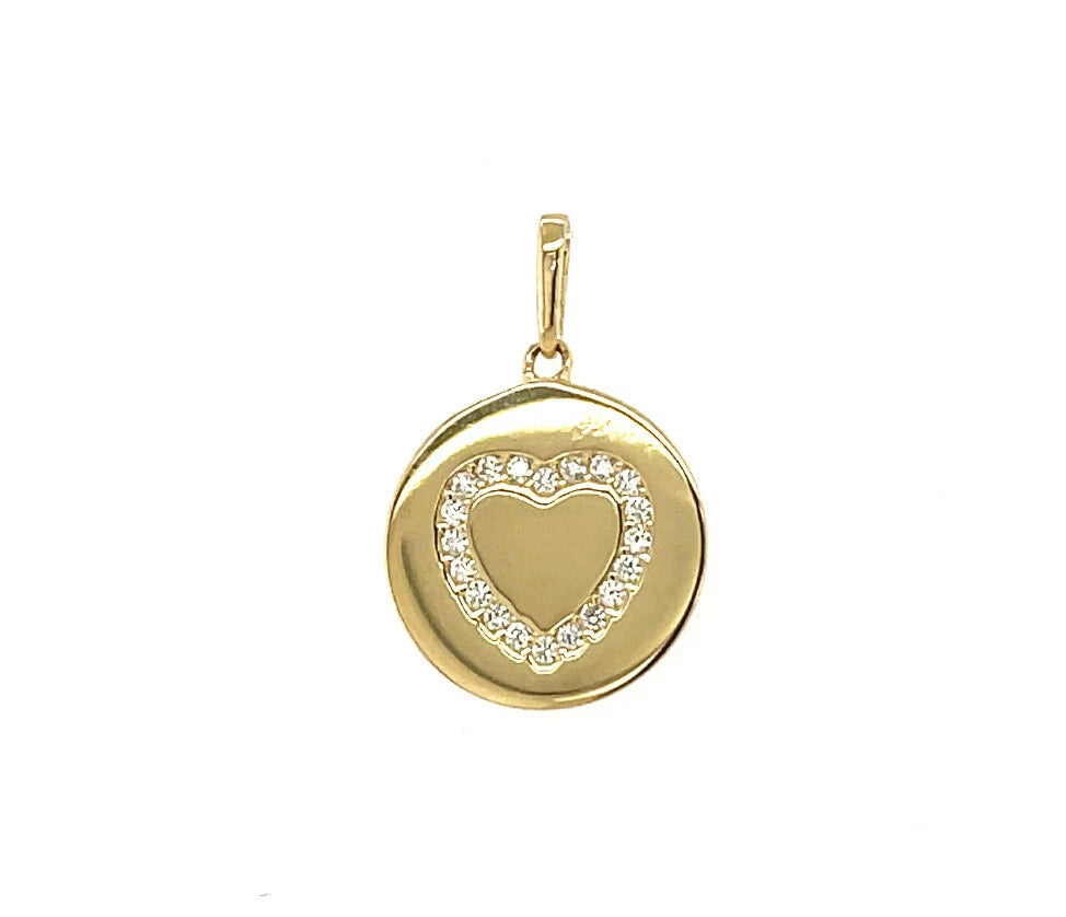 14k Yellow Gold Round CZ Birthstone Pendant