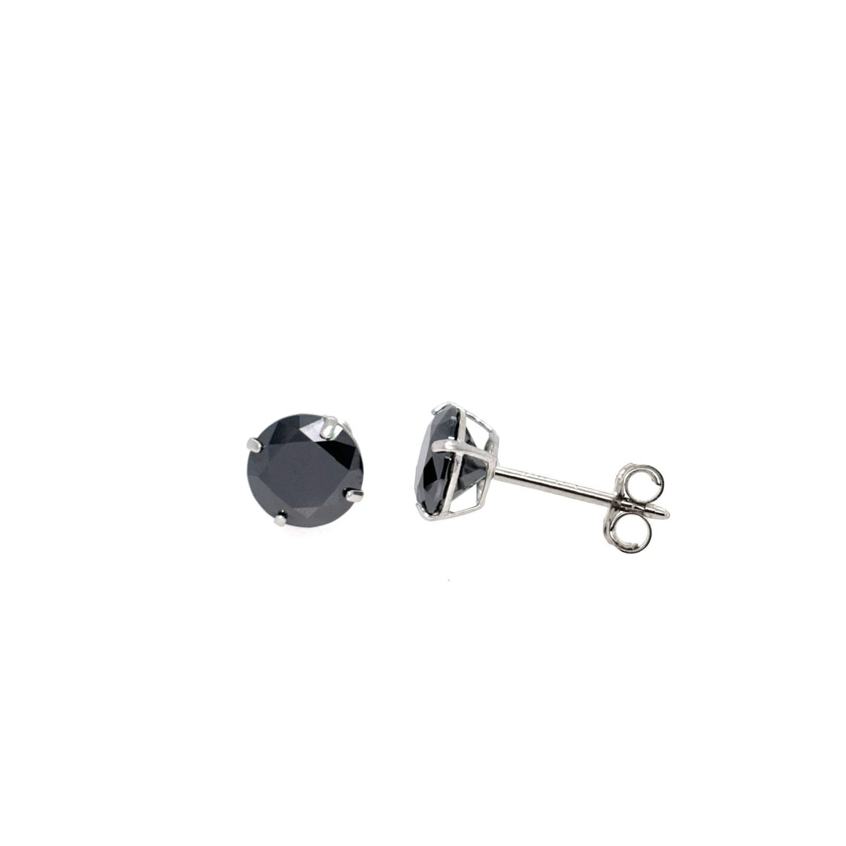 14K Gold GRA Certified D-VVS1 Lab-Created Black Moissanite Push Back Studs Earrings