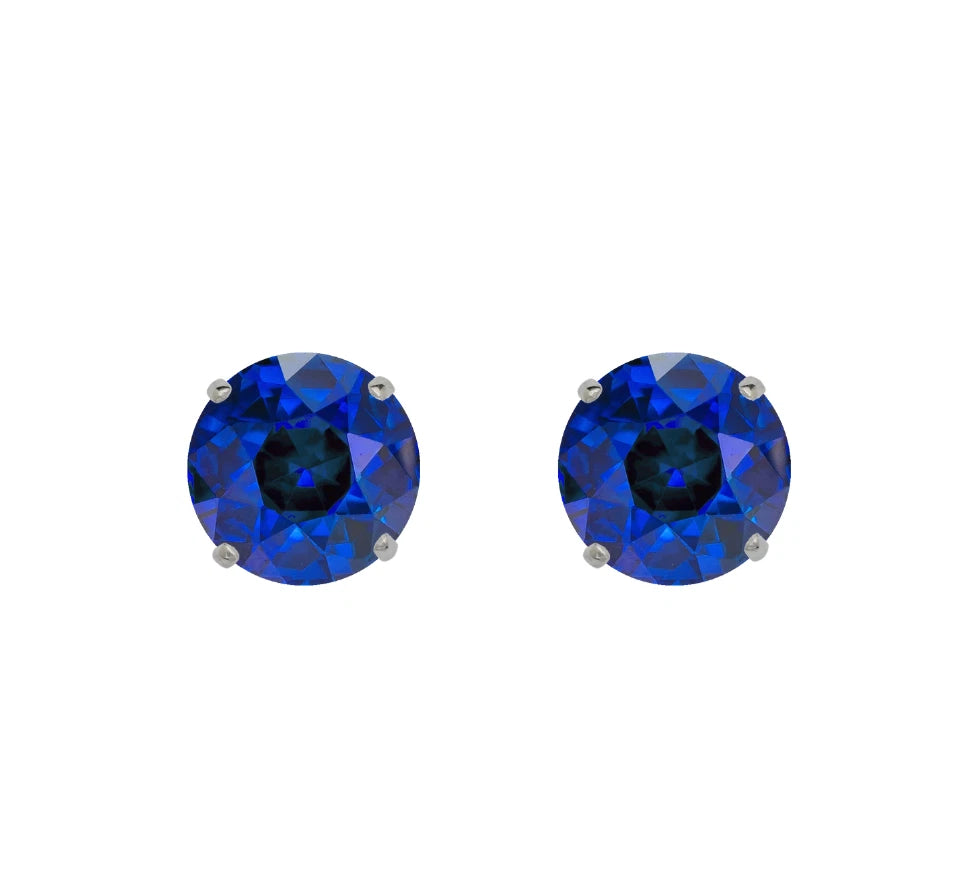 14K Solid White Gold 3mm Round Birthstone Stud Earrings with screw back