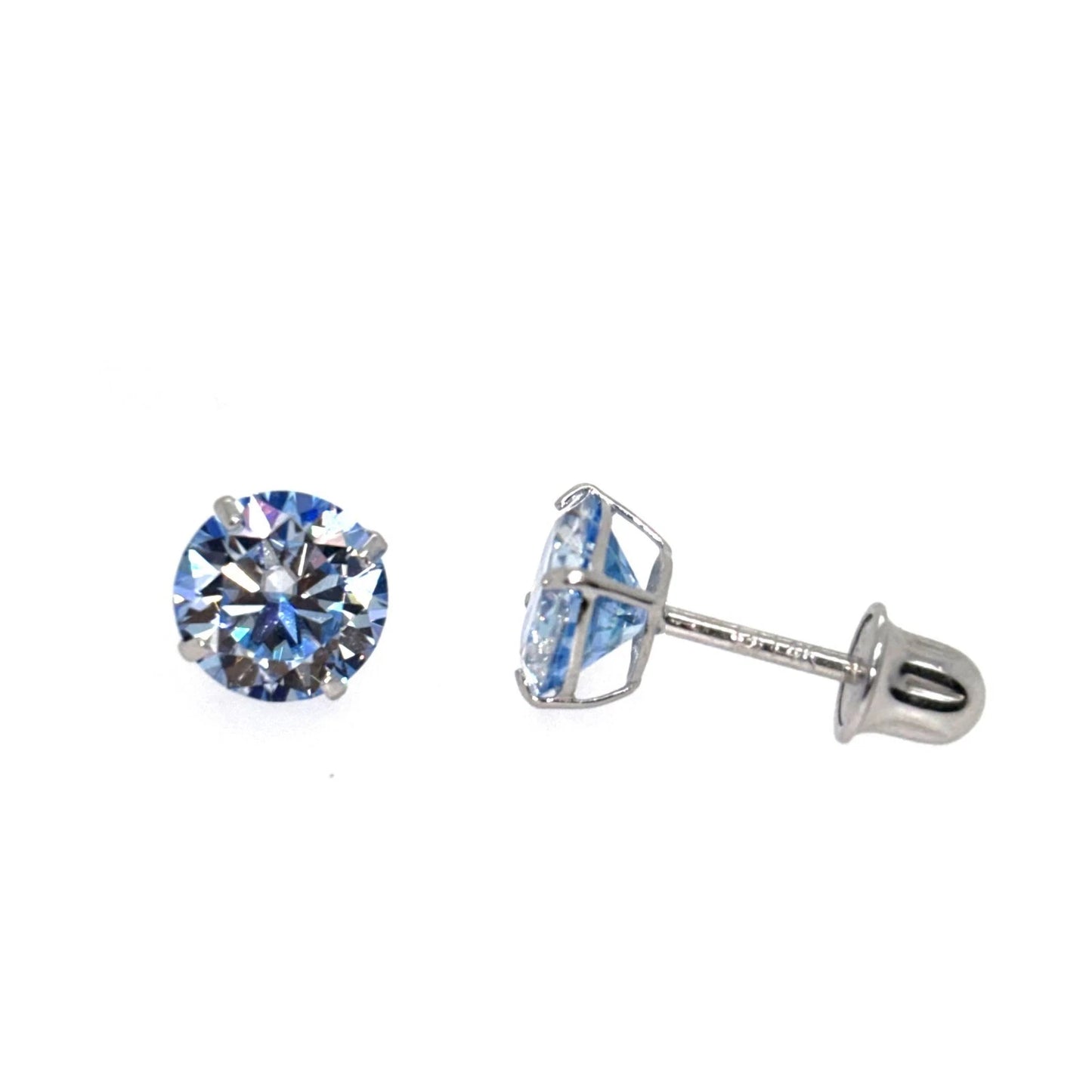 14K Gold GRA Certified D-VVS1 Ocean Moissanite Screw Back Studs Earrings