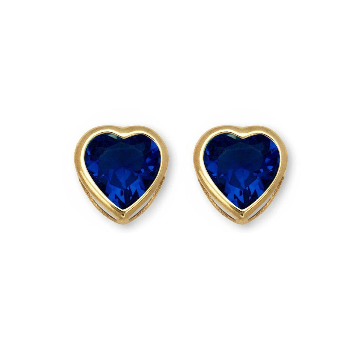 14K Solid Yellow Gold Heart Stud Earrings Birthstone 6mm x 6mm