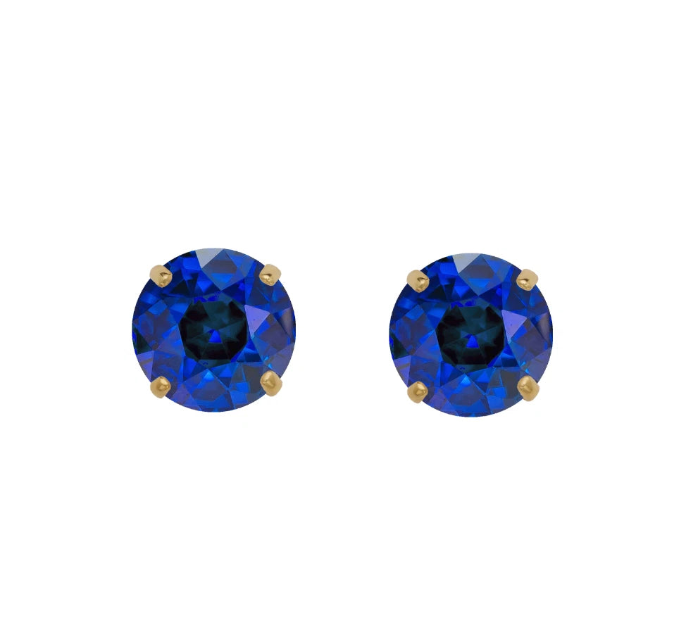 14K Yellow Gold Beautiful 5mm Round Birthstone Stud Push Back Earrings for Women