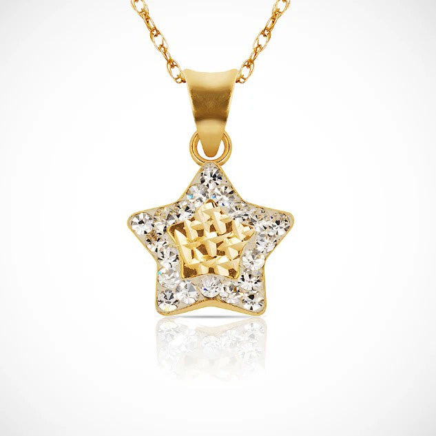 14k Yellow Gold Classic Fun Star Pendant for Women
