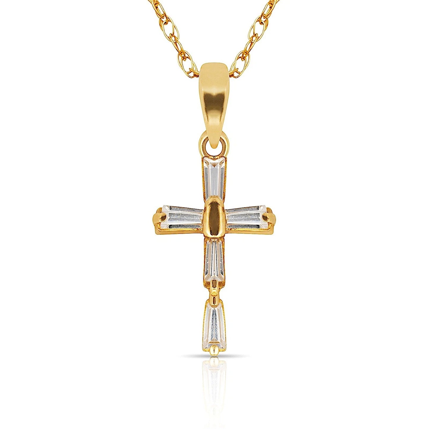 14K Yellow & White Gold Cross Pendant