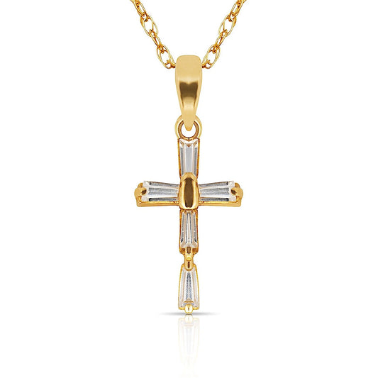 14K Yellow & White Gold Cross Pendant