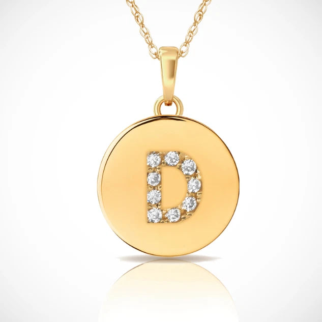 14k Yellow / White & Rose Gold Letter Initial CZ Pendant For Women