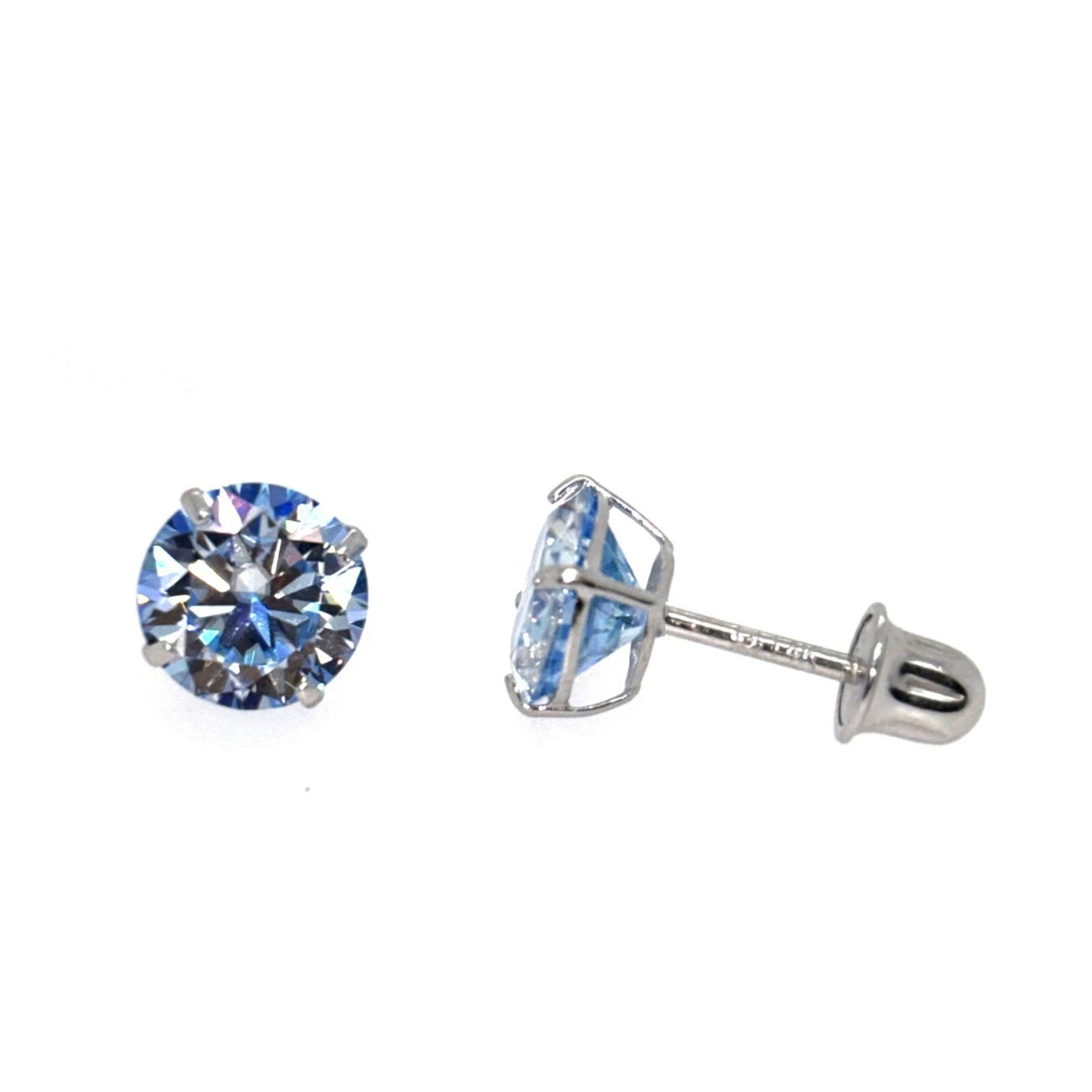 14K Gold GRA Certified D-VVS1 Ocean Moissanite Screw Back Studs Earrings