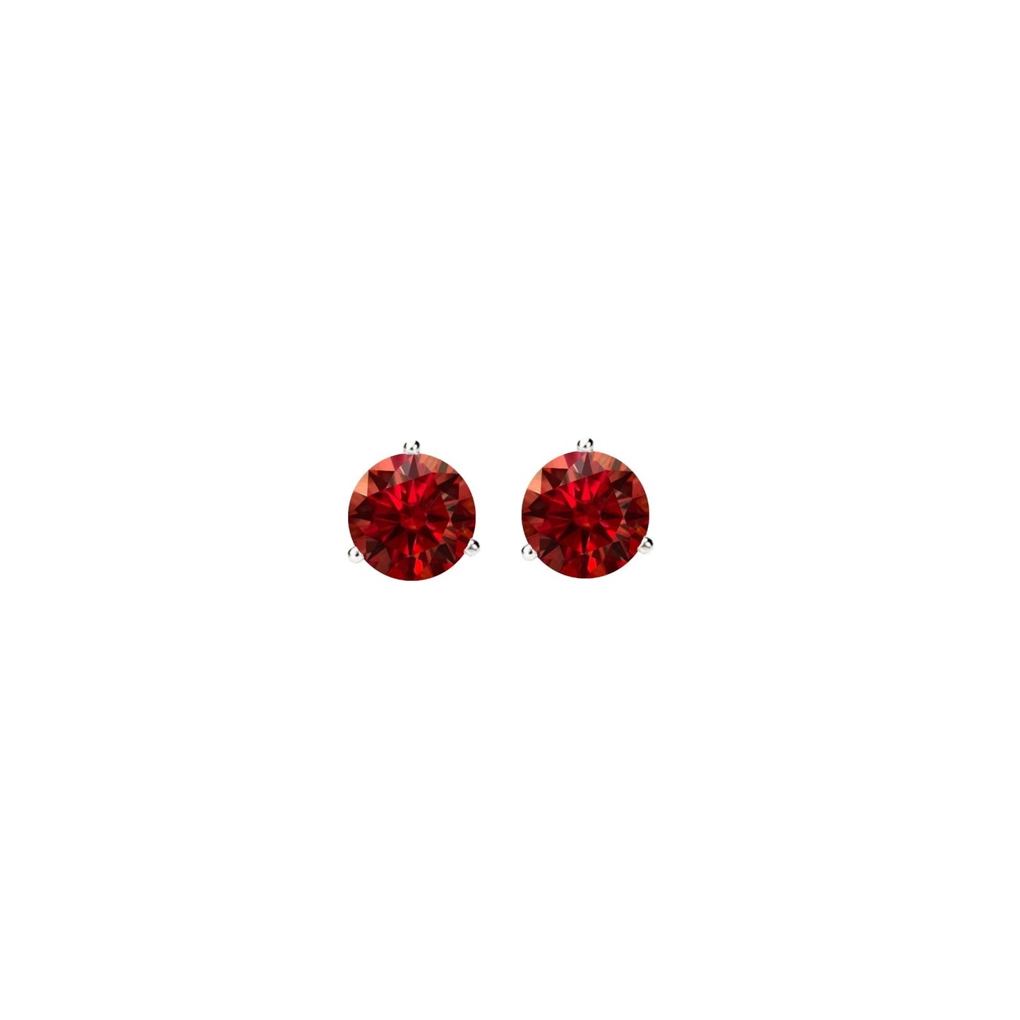 14KGold GRACertifiedD-VVS1 Garnet Moissanite Martini PushBack Stud Earrings