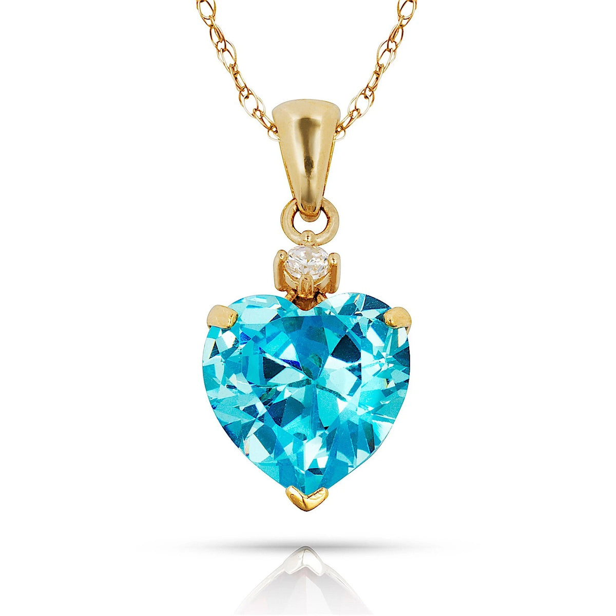 14K Yellow Gold Classic Heart Shaped Simulated CZ Pendant for Women