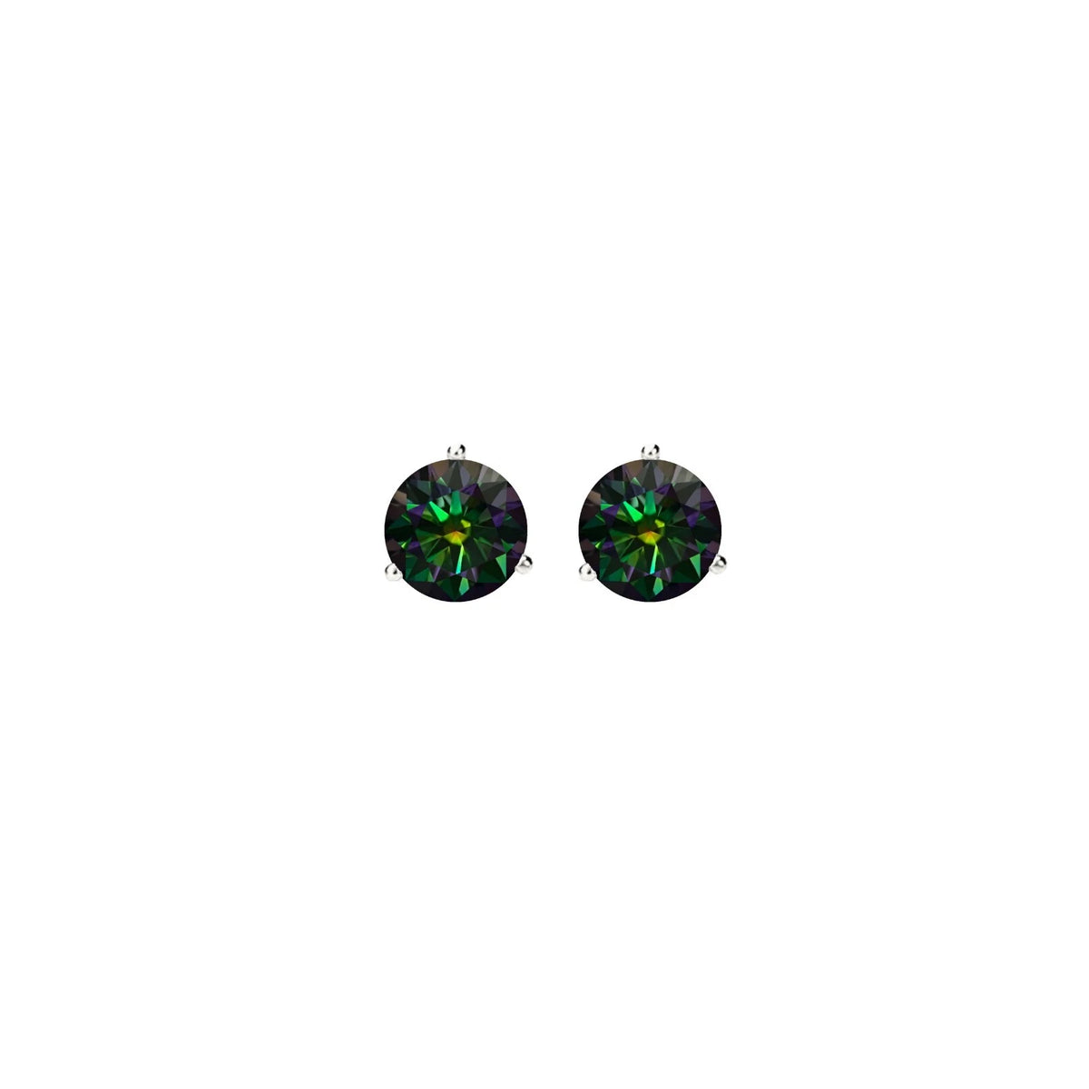 14KGold GRACertifiedD-VVS1 Rainbow Green Moissanite Push Back Stud Earrings