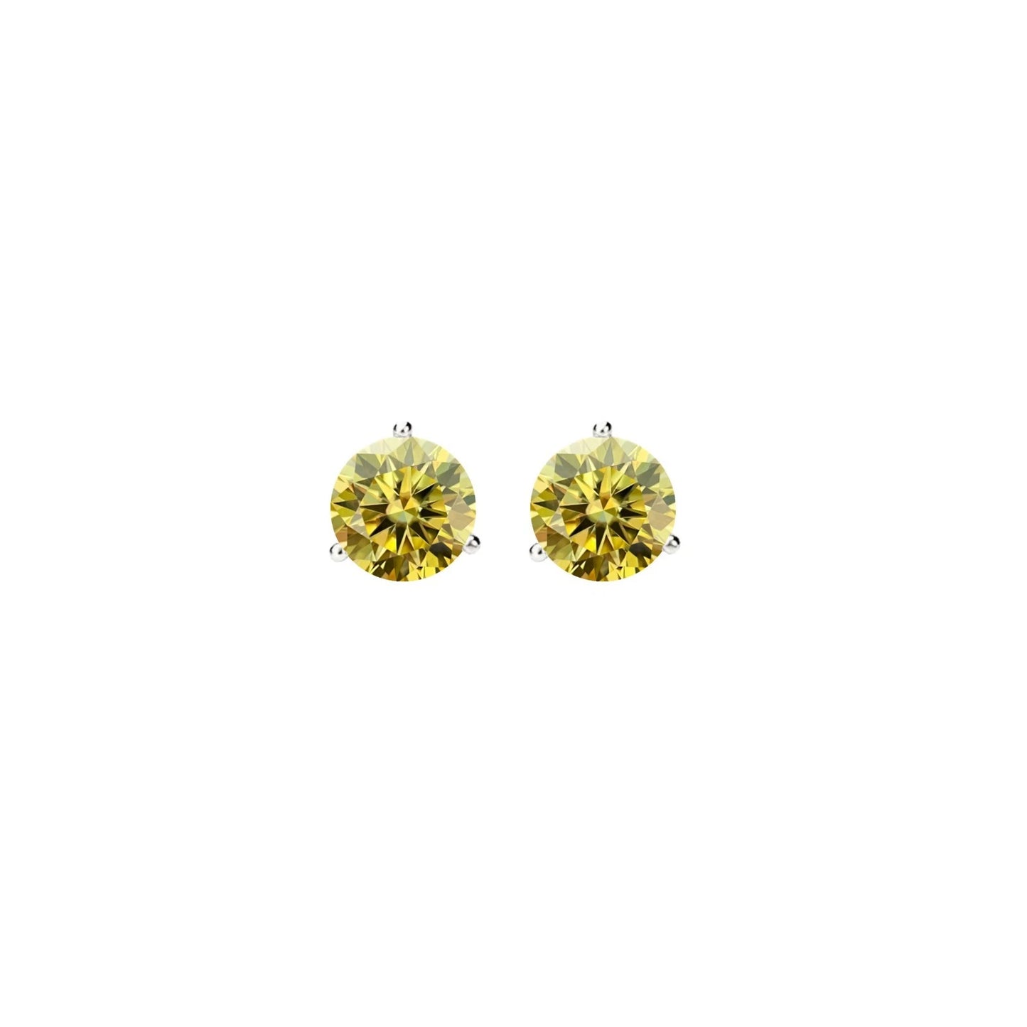 14KGold GRACertifiedD-VVS1 LemonYellow Moissanite Martini PushBack Stud Earrings