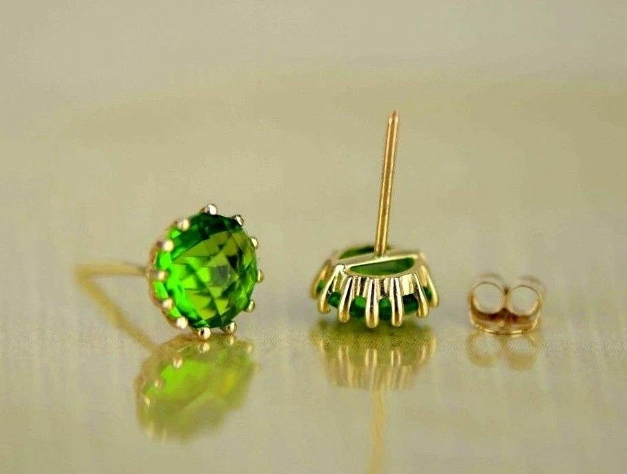 14k Solid Yellow Gold 6mm Round Birthstone Push Back Earrings