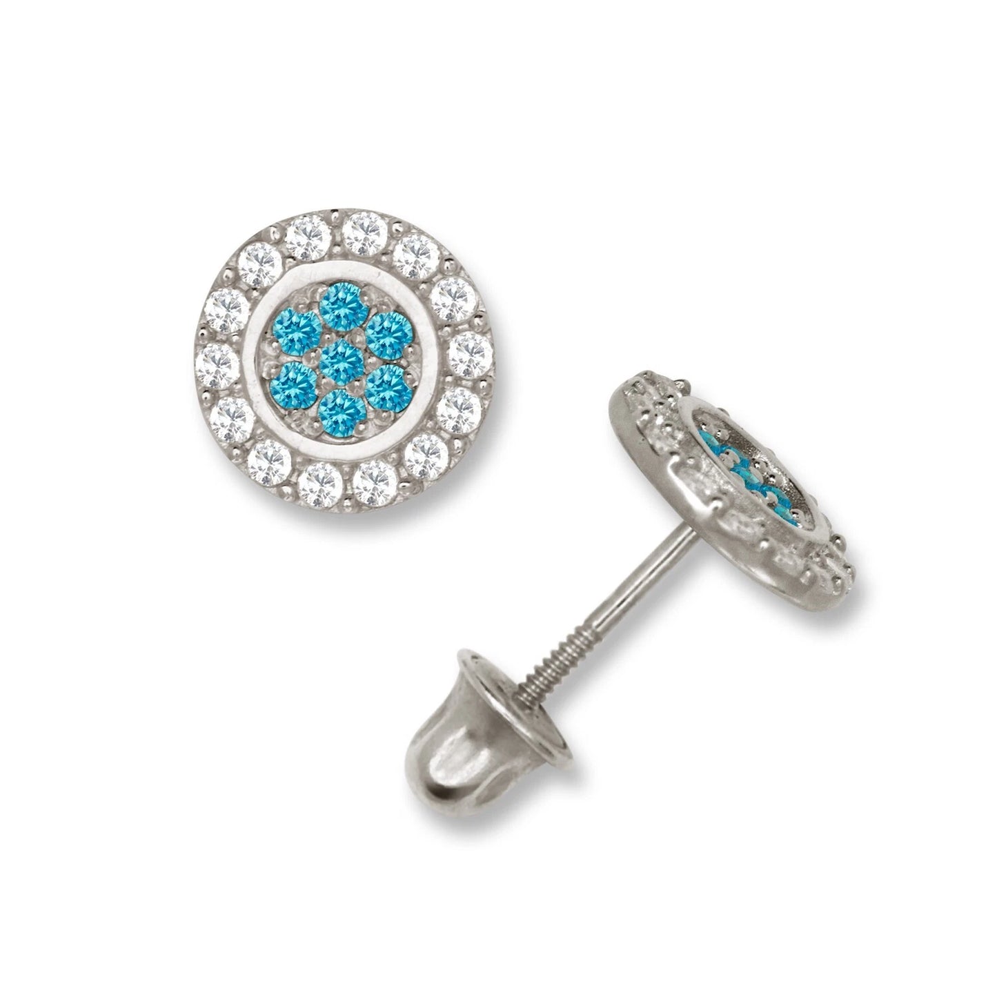 14K Yellow & White Gold Round Shaped Beutiful Screw Back Stud Earrings for Women