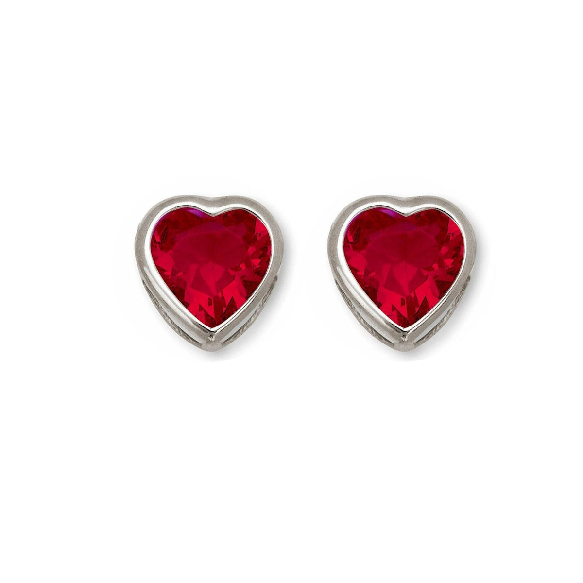 14k Solid White Gold Heart Birthstone Stud Earrings 6mm X 6mm