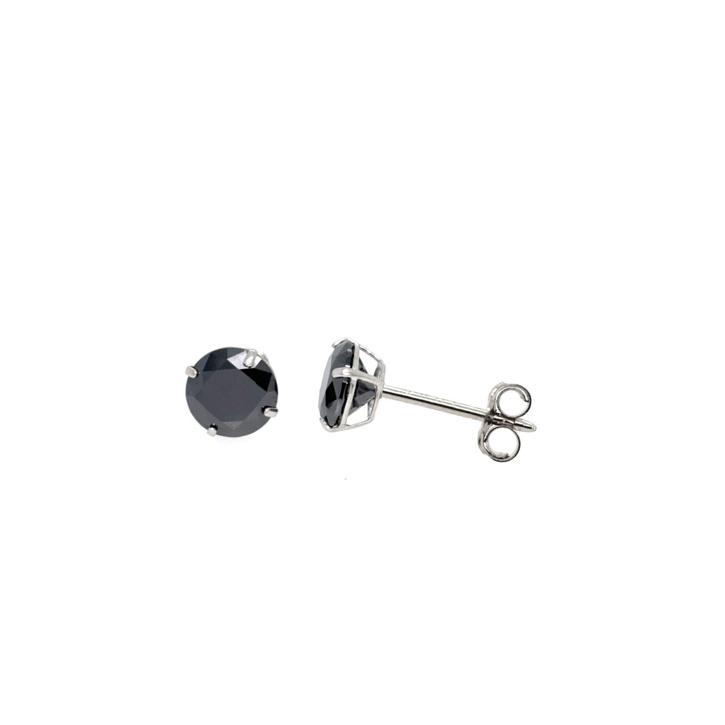 14K Gold GRA Certified D-VVS1 Lab-Created Black Moissanite Push Back Studs Earrings