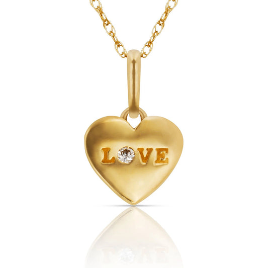 14K Yellow & White Gold Heart Shape Pendant for Women