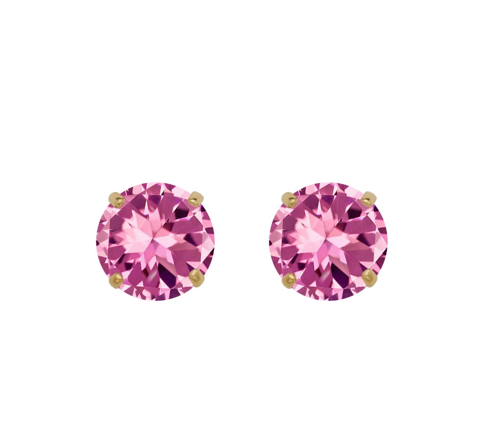14K Yellow Gold Beautiful 5mm Round Birthstone Stud Push Back Earrings for Women