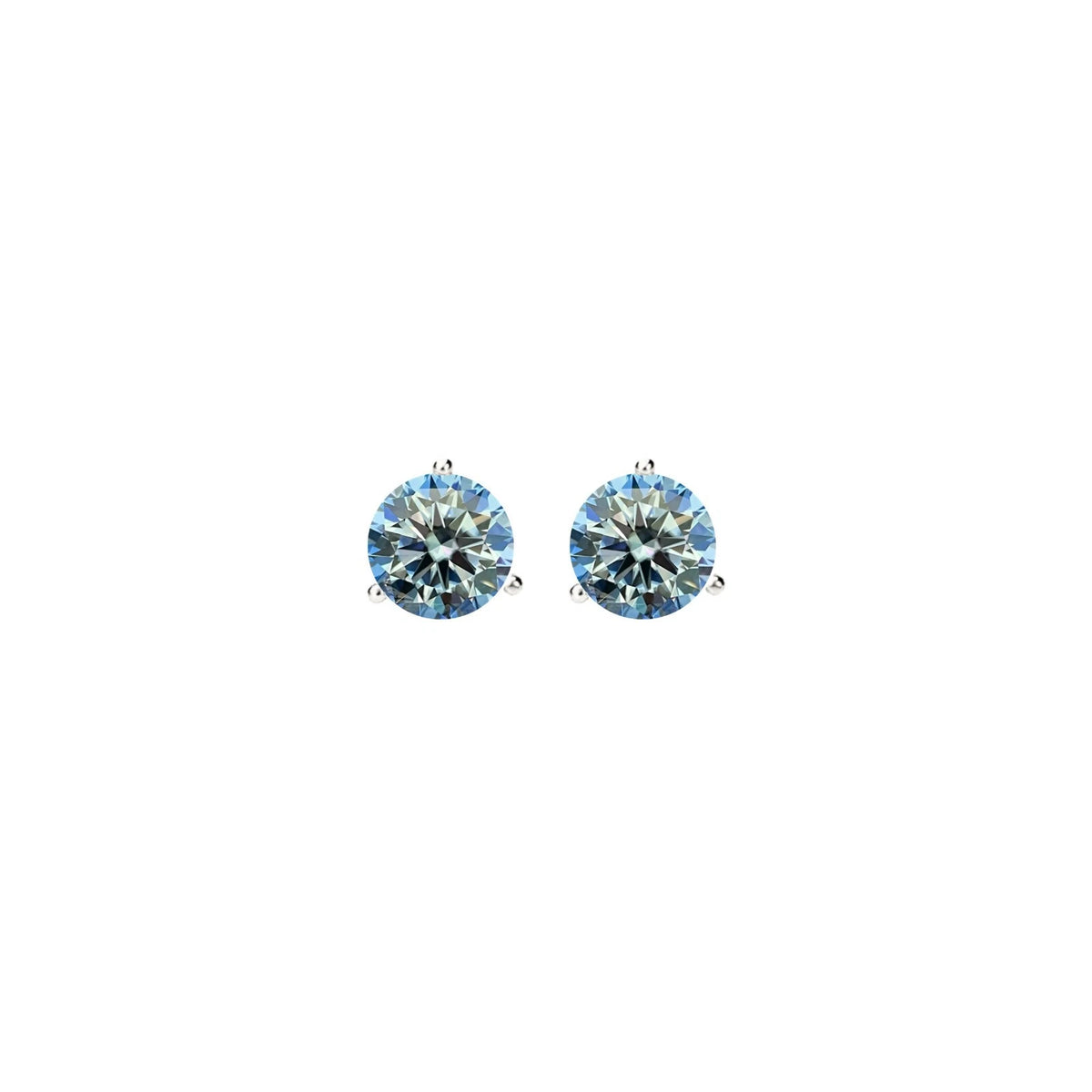 14KGold GRA CertifiedD-VVS1 Ocean Blue Moissanite Martini PushBack Stud Earrings