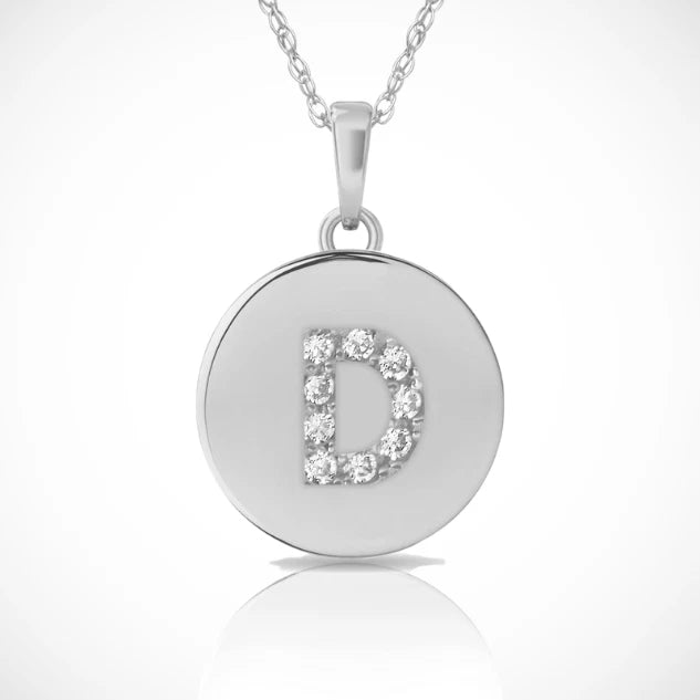 14k Yellow / White & Rose Gold Letter Initial CZ Pendant For Women