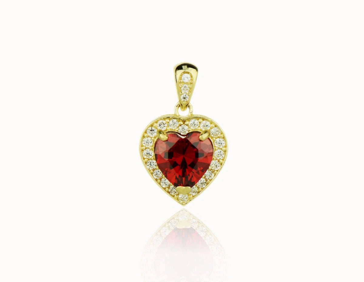 14k Yellow Gold CZ Halo Heart Pendant
