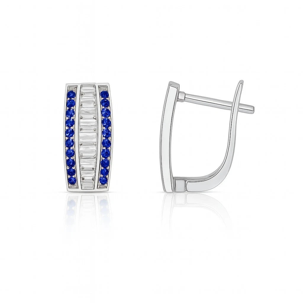 14k White Gold CZ Beautiful Leverback Earrings for Women