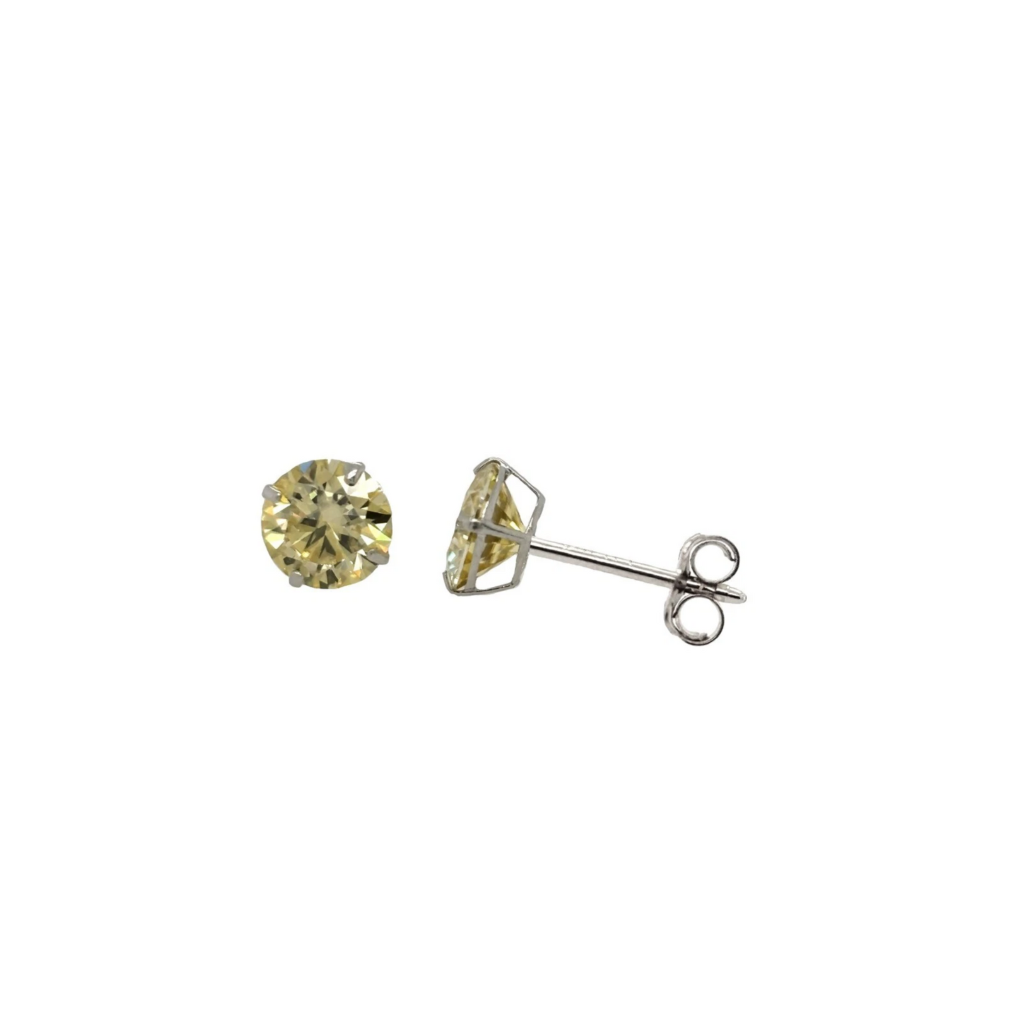 14K Gold GRA Certified D-VVS1 Lemon Yellow Moissanite Push Back Studs Earrings
