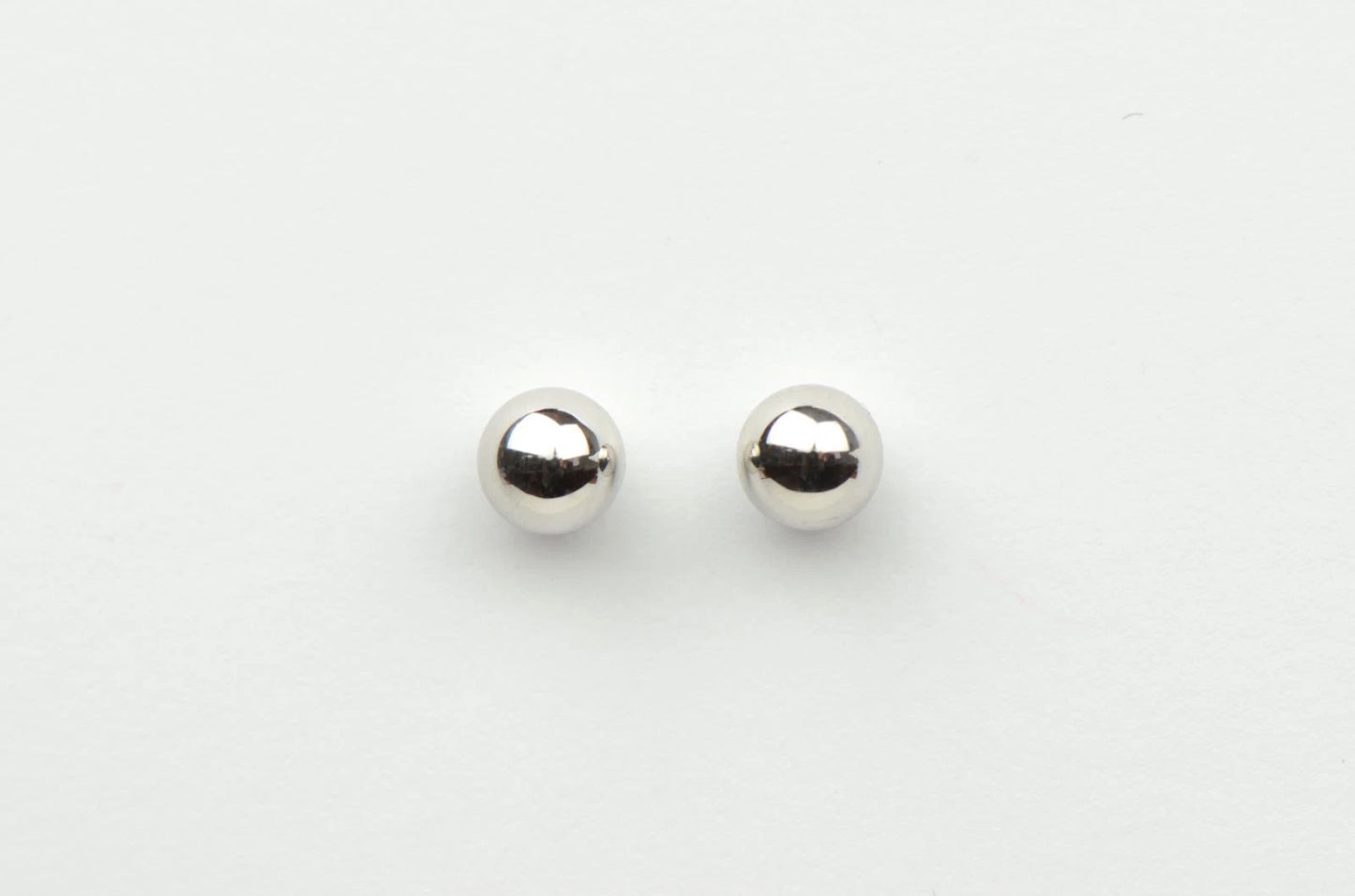 14k White Gold Ball stud earrings with screw back round High Polish