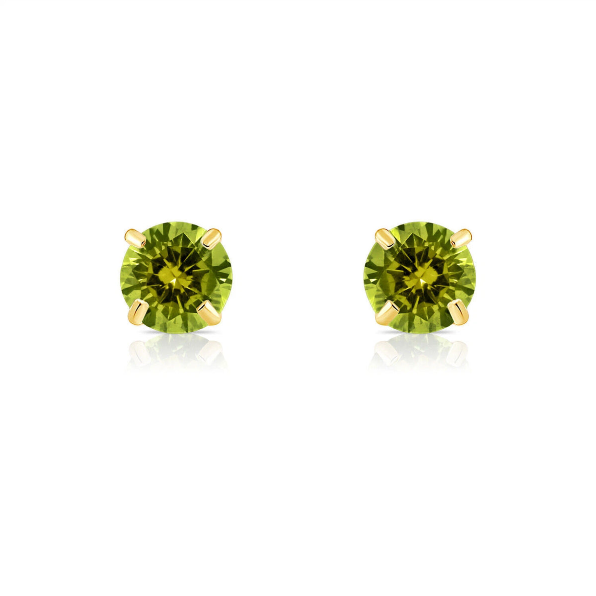 14K Yellow Gold 4mm Round Shaped Birthstone Stud Push Back Earrings for Women
