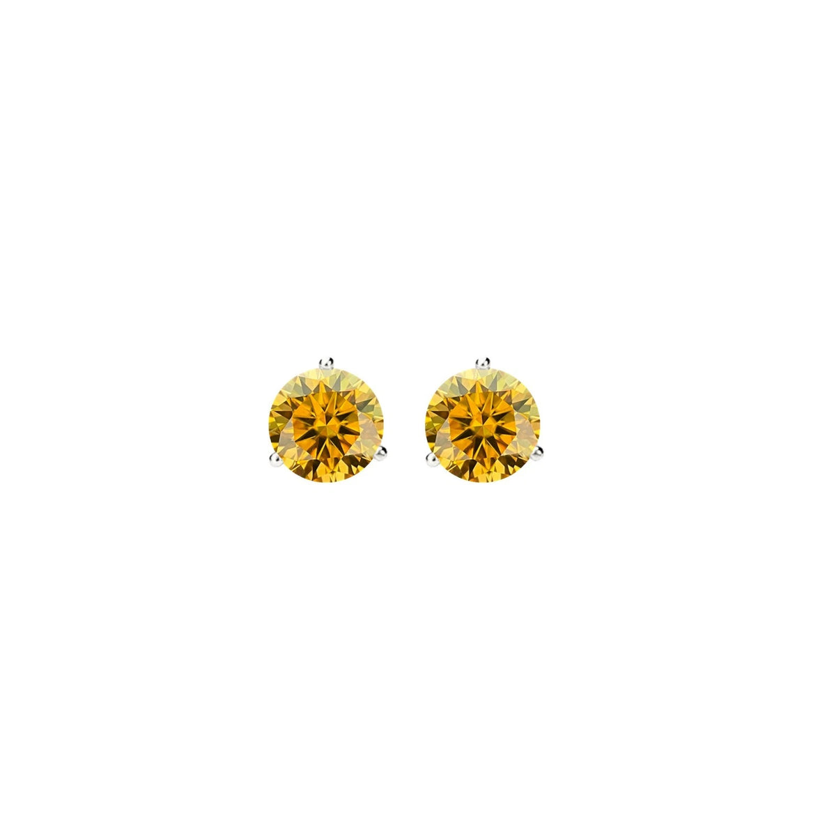 14KGold GRACertifiedD-VVS1 Yellow Moissanite Martini PushBack Stud Earrings