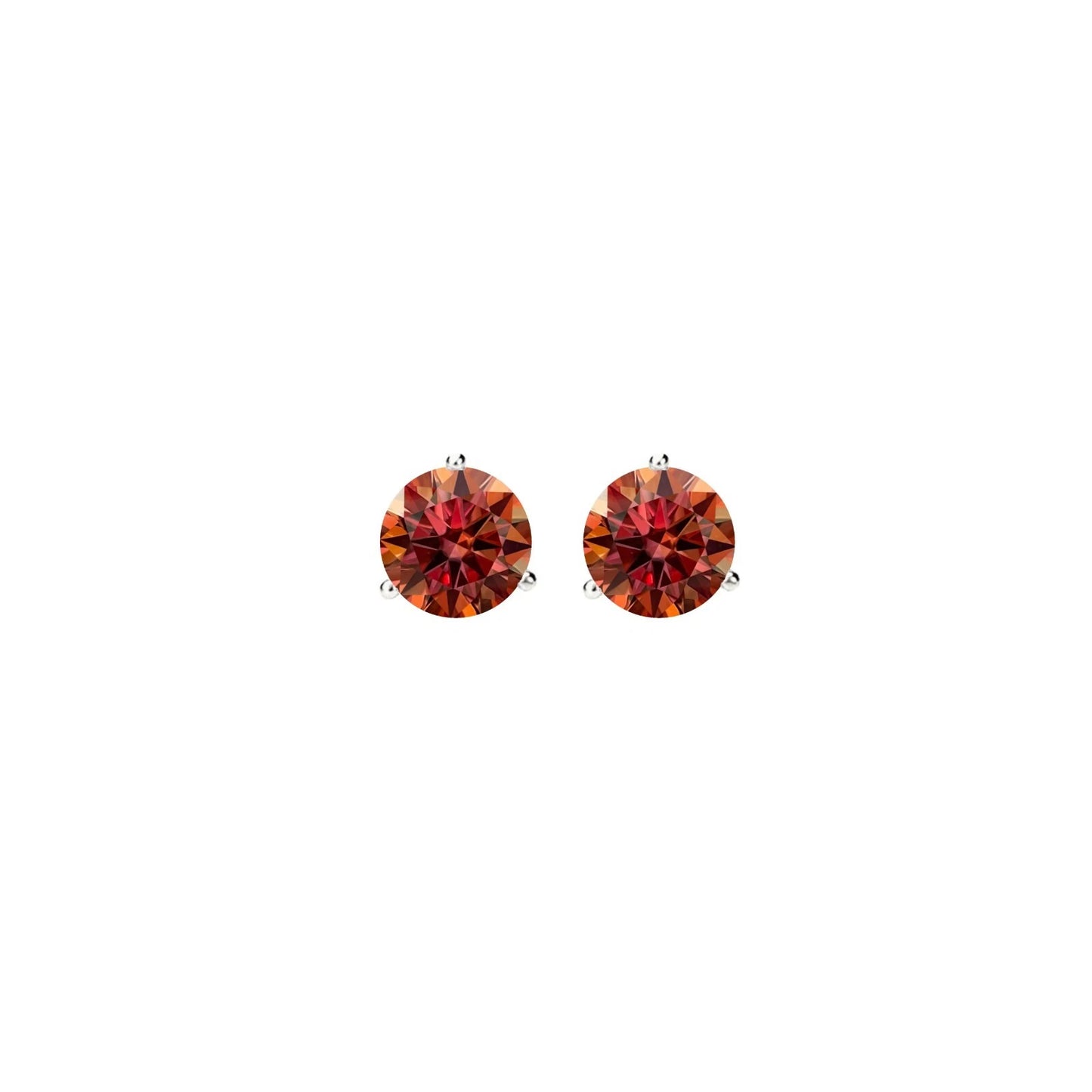14KGold GRACertifiedD-VVS1 Watermelon Red Moissanite Push Back Stud Earrings