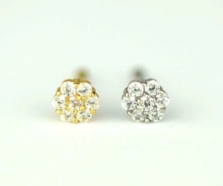 14k Yellow or White Gold Flower Round Nose Piercing