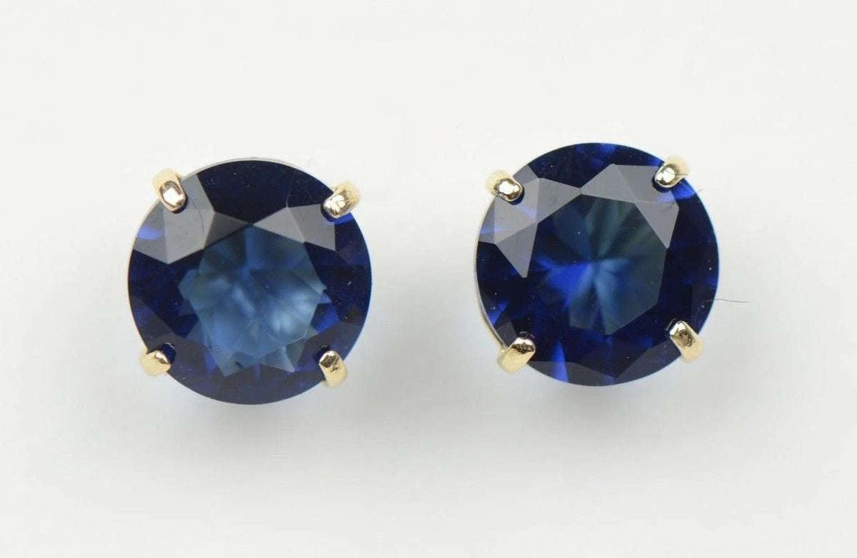 14K Solid Yellow Gold 6mm Round Birthstone Stud Earrings with screw back