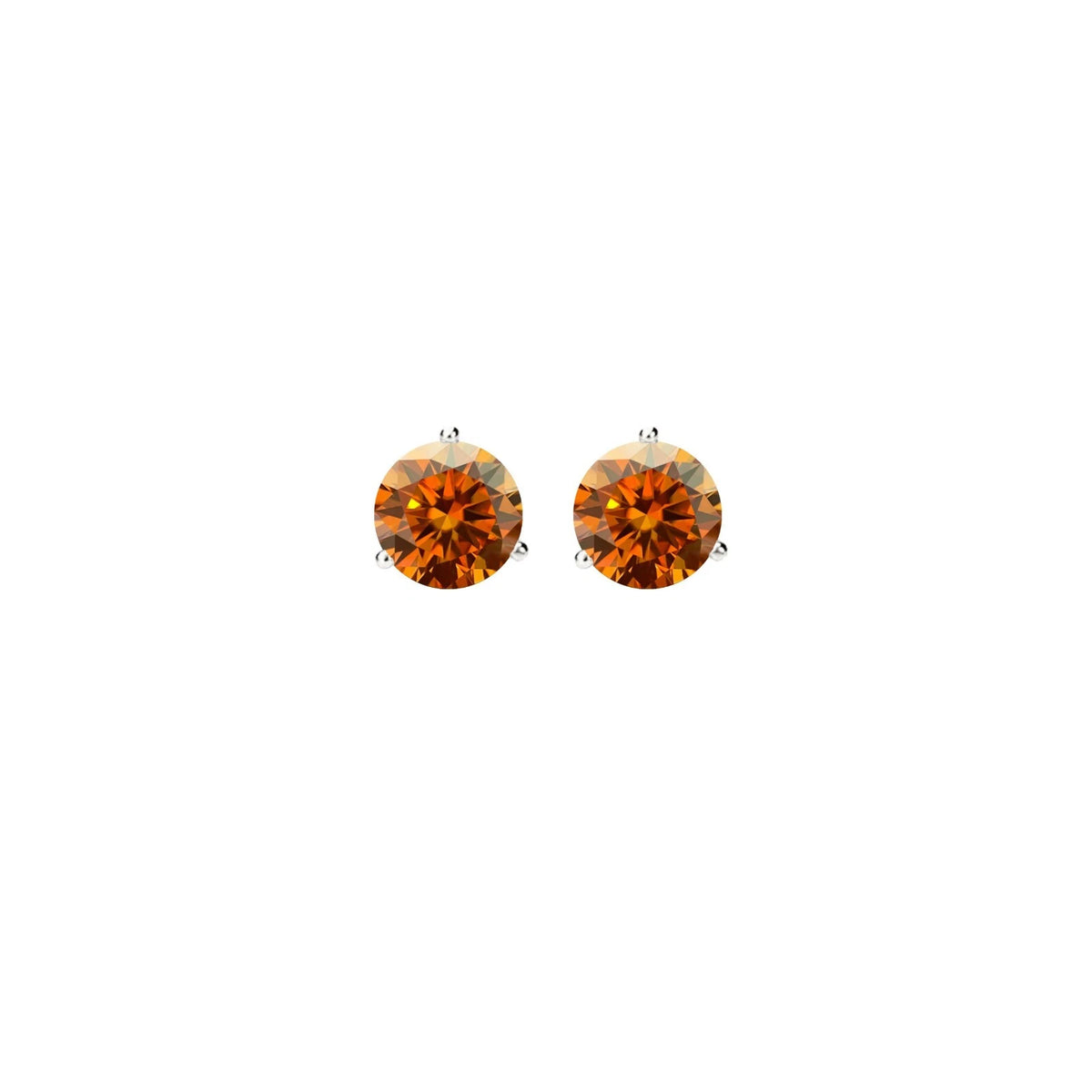 14KGold GRACertifiedD-VVS1 Orange Moissanite Martini PushBack Stud Earrings