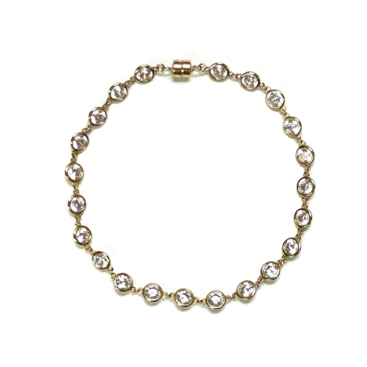 14k Yellow Gold CZ Bracelet with Magnet Lock