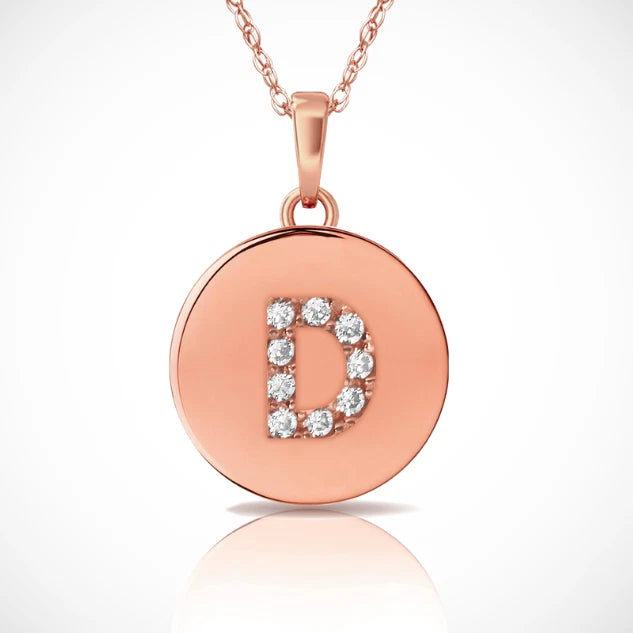 14k Yellow / White & Rose Gold Letter Initial CZ Pendant For Women