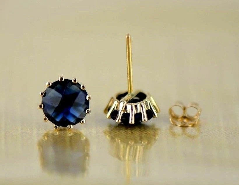 14k Solid Yellow Gold 6mm Round Birthstone Push Back Earrings