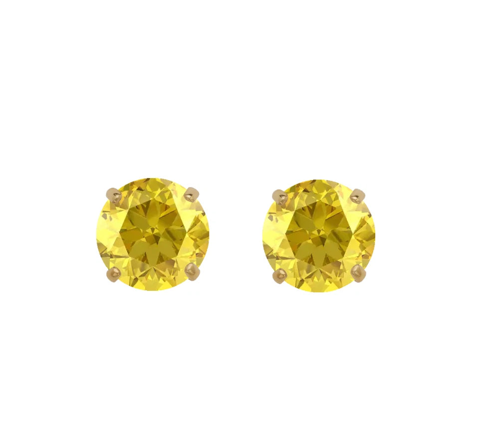 14K Yellow Gold Beautiful 5mm Round Birthstone Stud Push Back Earrings for Women