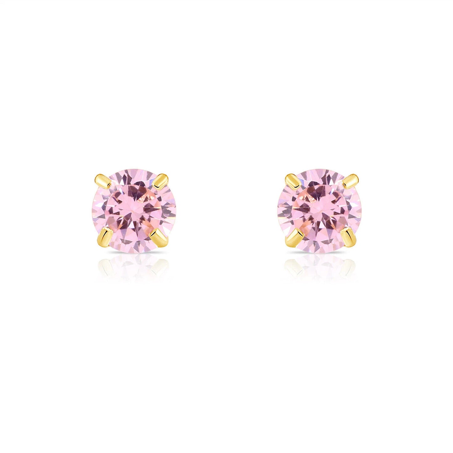 14K Solid Yellow Gold 3mm Round Birthstone Stud Earrings with screw back