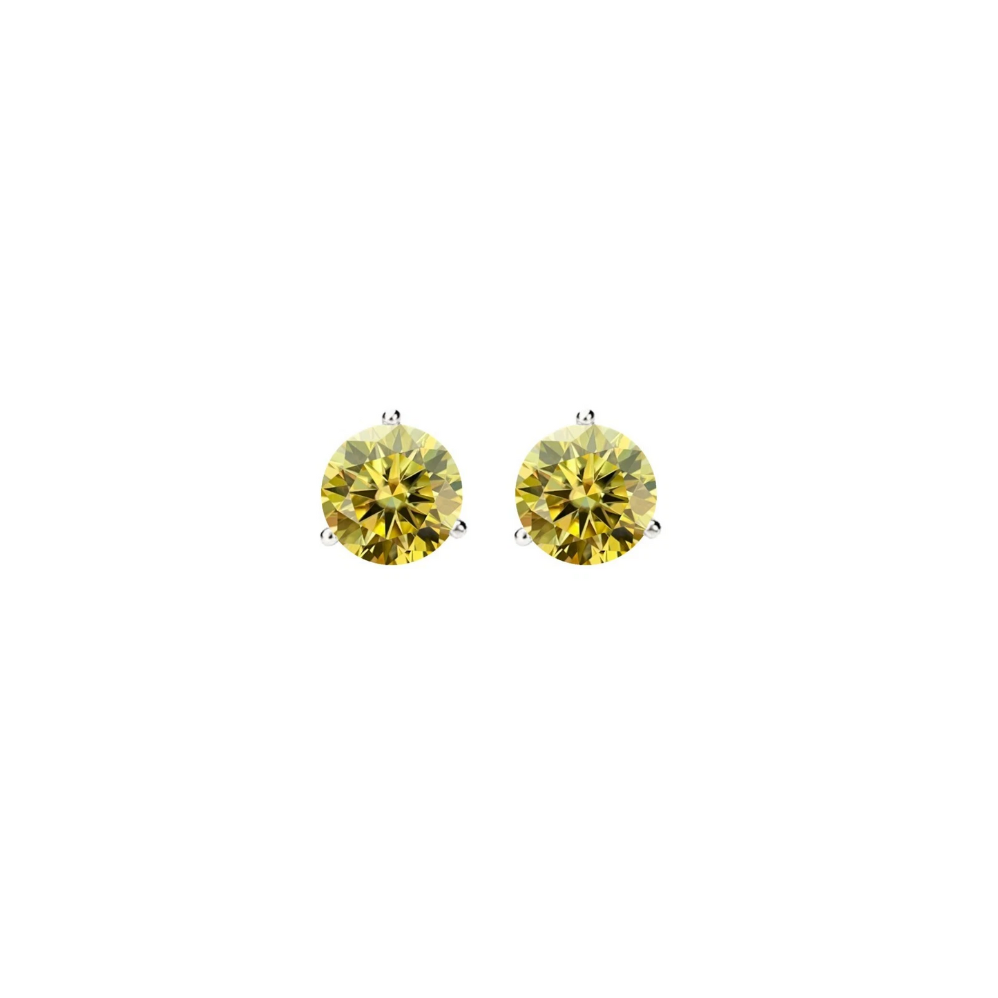 14K Gold GRA CertifiedD-VVS1 Lemon Yellow Moissanite Screw Back Stud Earrings