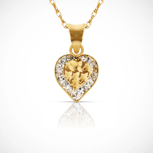 14K Yellow Gold Beautiful CZ Heart Shape Pendant for Women