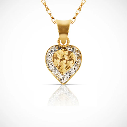 14K Yellow Gold Beautiful CZ Heart Shape Pendant for Women