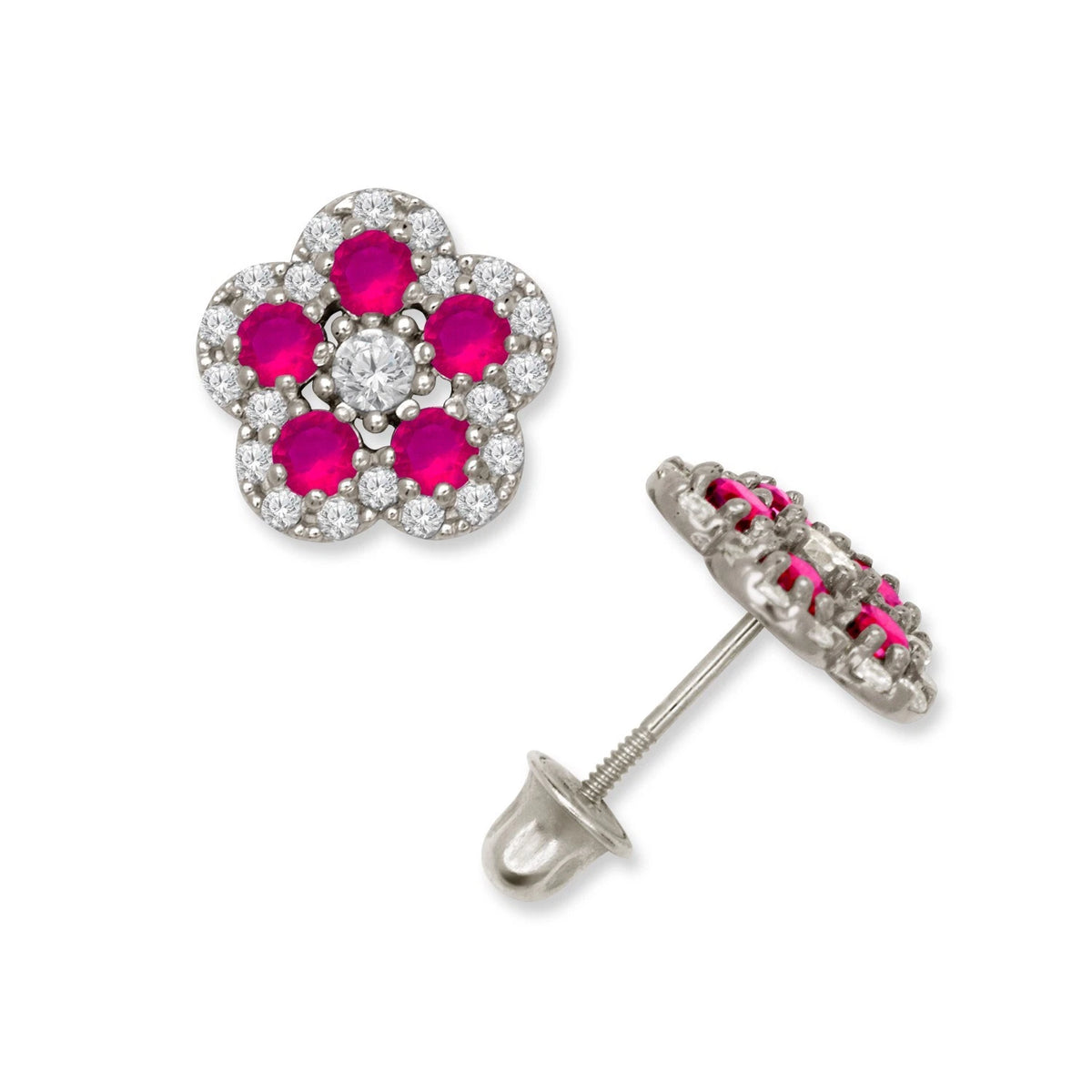 14K Yellow & White Gold Elegant Flower Earrings for Girls