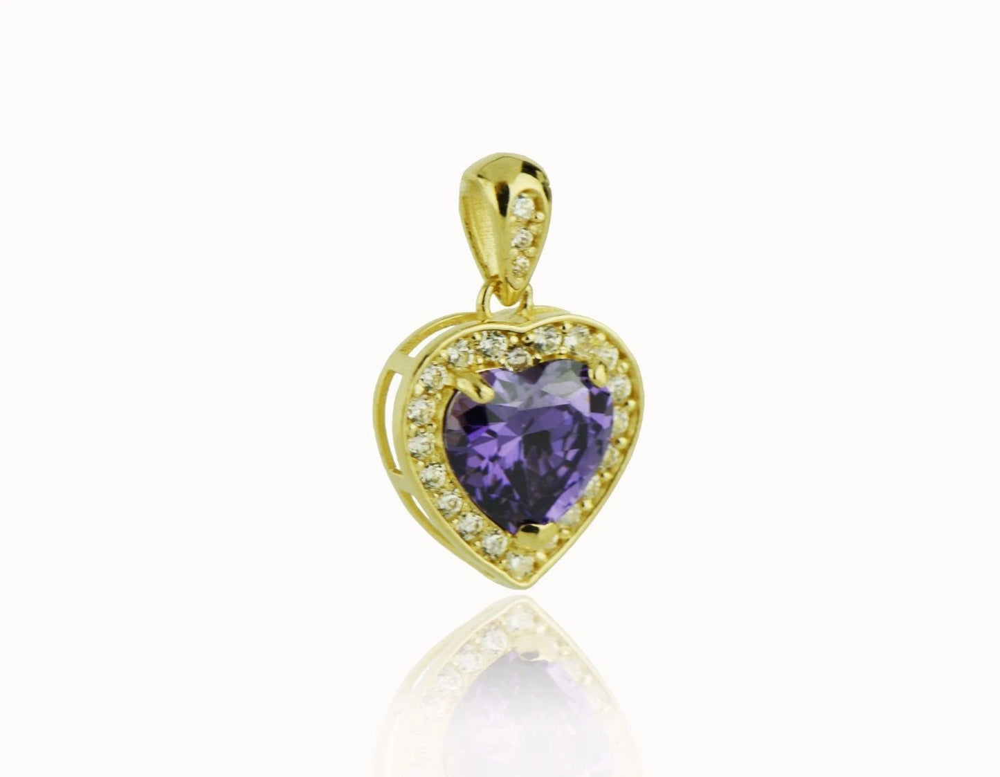14k Yellow Gold CZ Halo Heart Pendant