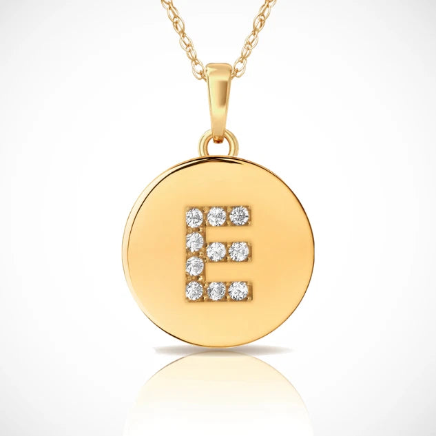 14k Yellow / White & Rose Gold Letter Initial CZ Pendant For Women